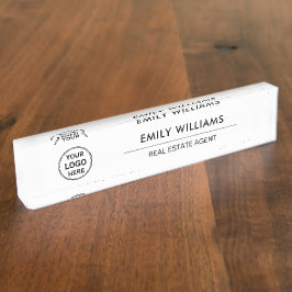 実在Estate Brokerのカスタムロゴ デスクネームプレート