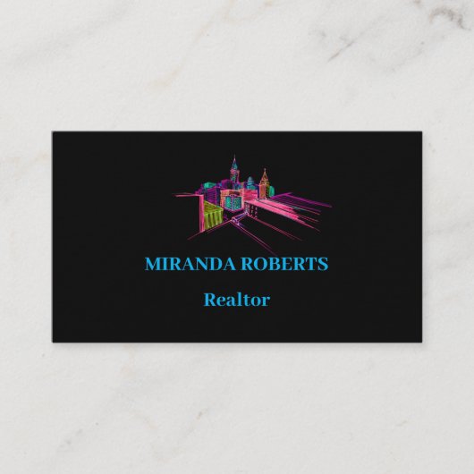 実在Estate Business Card Black and Pink for 実在 名刺 (正面)