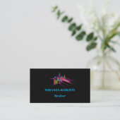 実在Estate Business Card Black and Pink for 実在 名刺 (スタンド正面)