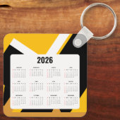 実在Estate Calendar Keychain 2026 | ブラックおよび金ゴールド キーホルダー (裏面)