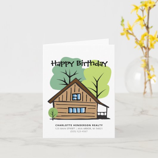 実在Estate Client Hand Drawnハッピーバースデー カード (黄色い花)