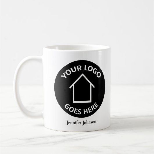 実在Estate Companyロゴの追加カスタム不動産仲介業者 コーヒーマグカップ (左)