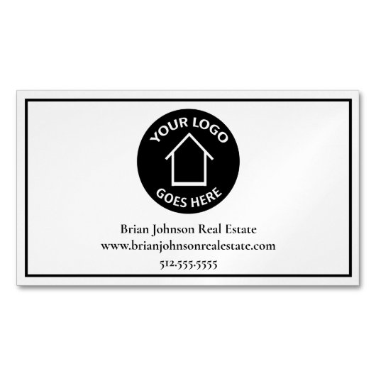 実在Estate Companyロゴの追加シンプル不動産仲介業者 マグネット名刺 (正面)