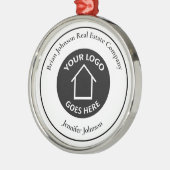 実在Estate Companyロゴを追加したクリスマスカスタムクリスマス メタルオーナメント (左)