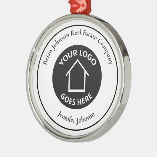 実在Estate Companyロゴを追加したクリスマスカスタムクリスマス メタルオーナメント (左)