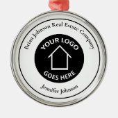 実在Estate Companyロゴを追加したクリスマスカスタムクリスマス メタルオーナメント (正面)