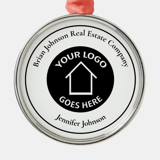実在Estate Companyロゴを追加したクリスマスカスタムクリスマス メタルオーナメント (正面)