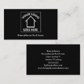 実在Estate Companyロゴを追加不動産仲介業者ブラック 名刺 (正面/裏面)