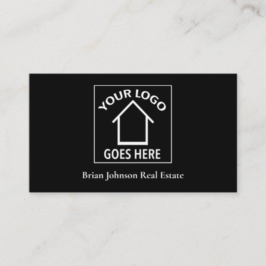 実在Estate Companyロゴを追加不動産仲介業者ブラック 名刺 (正面)