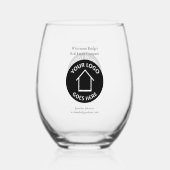 実在Estate Company Logoカスタマイズ可能不動産仲介業者 ステムなしワイングラス (裏面)