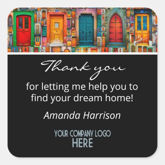 実在Estate Company Logo Thank Youヴィンテージ・ドア スクエアシール (正面)