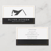 実在Estate Homeアイコン |レザートリム金ゴールド縁ど 名刺 (正面/裏面)