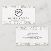 実在Estate Homeアイコン |大理石金ゴールド 名刺 (正面/裏面)