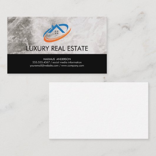 実在Estate Homeアイコン |大理石 名刺 (正面/裏面)