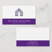 実在Estate Homeアイコン |紫色のトリム 名刺 (正面/裏面)