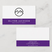 実在Estate Homeアイコン |紫色のトリム 名刺 (正面/裏面)