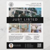 実在Estate House for Saleロゴ写真QRホワイト チラシ (正面)