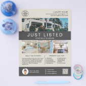 実在Estate House for Sale Logo写真QRニュートラル チラシ (シングル)