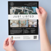 実在Estate House for Sale Logo写真QRブラック チラシ (手)
