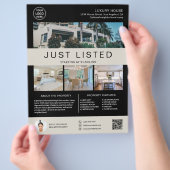実在Estate House for Sale Logo写真QRブラック チラシ (手)