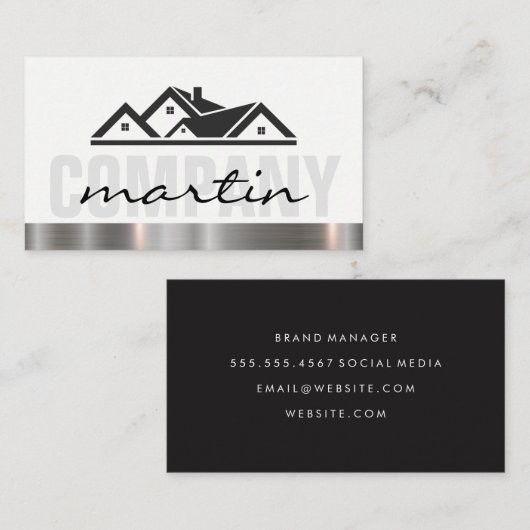 実在Estate Icon Metallic Trim 名刺 (正面/裏面)