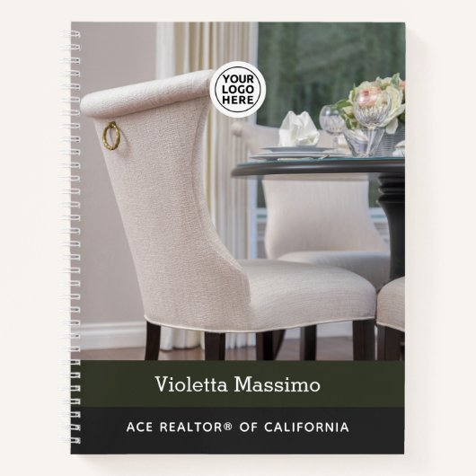 実在Estate LogoとPhotoノートブパーソナライズされたック ノートブック (正面)