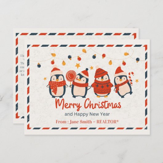 実在Estate Merry Christmas and Happy New Year シーズンポストカード (正面/裏面)