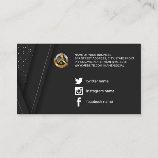 実在Estate Metalアイコン | ソーシャルメディアのアイコン 名刺 (裏面)