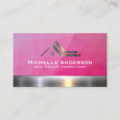 実在Estate Metallic Logo | マゼンタ幾何学模様 名刺 (正面)