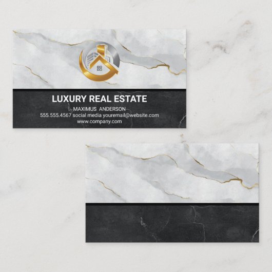 実在Estate Metallic Logo |大理石 名刺 (正面/裏面)