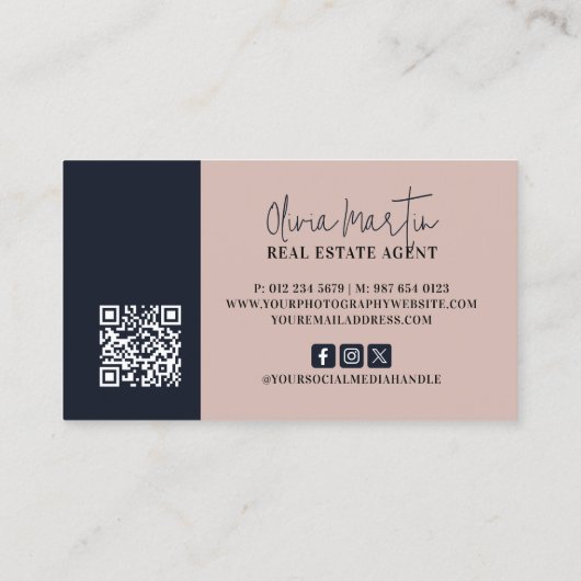 実在Estate Navy & 赤面写真 名刺 (裏面)