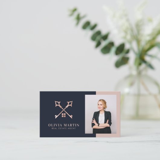 実在Estate Navy & 赤面写真 名刺 (スタンド正面)