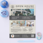 実在Estate Open Houseロゴ写真QRニュートラル チラシ (シングル)