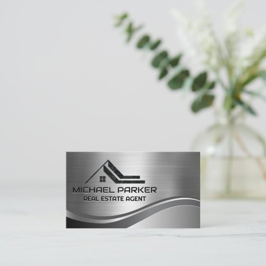 実在Estate Roof Logo |メタリック 名刺 (スタンド正面)