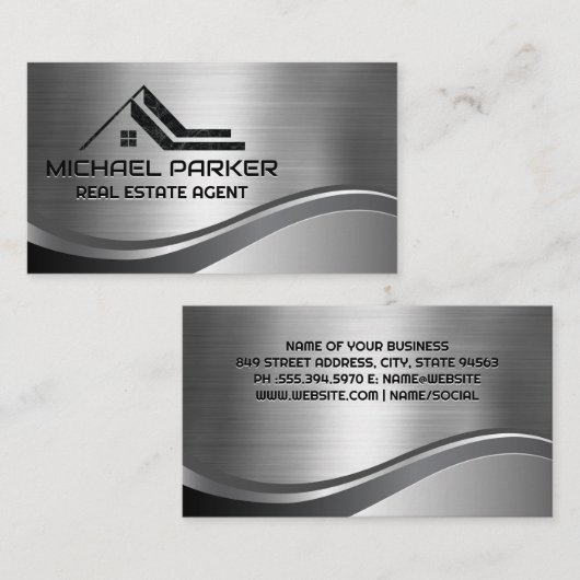 実在Estate Roof Logo |メタリック 名刺 (正面/裏面)