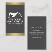 実在Estate Roof Logo | 金ゴールドトリム 名刺 (正面/裏面)