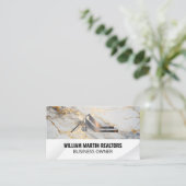 実在Estate Roof Metallic Logo |大理石金ゴールド 名刺 (スタンド正面)