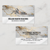 実在Estate Roof Metallic Logo |大理石金ゴールド 名刺 (正面/裏面)