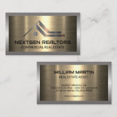 実在Estate Roof Metallic Logo |金属ブラシ 名刺 (正面/裏面)