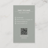 実在Estate Sage Green Photo QRコードソーシャルメディア 名刺 (裏面)