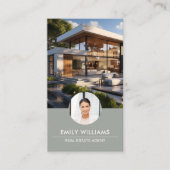 実在Estate Sage Green Photo QRコードソーシャルメディア 名刺 (正面)