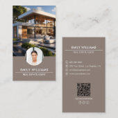 実在Estate Taupe Photo QR Code Social Media 名刺 (正面/裏面)