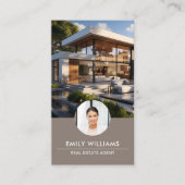 実在Estate Taupe Photo QR Code Social Media 名刺 (正面)