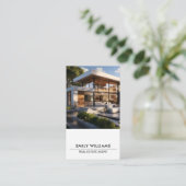 実在Estate White Photo QR Code Social Media 名刺 (スタンド正面)