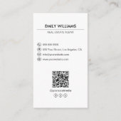 実在Estate White Photo QR Code Social Media 名刺 (裏面)