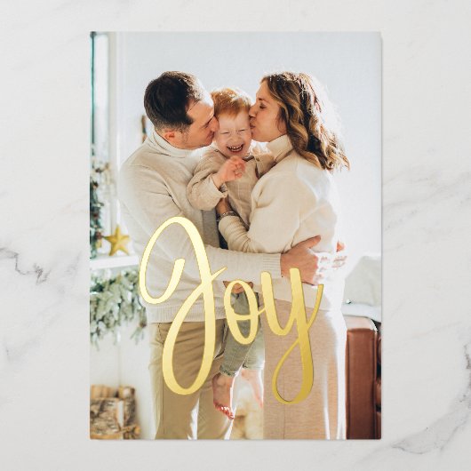 *実在FOIL*金ゴールドクリスマスジョイ2フォトファミリー 箔シーズンカード (正面)