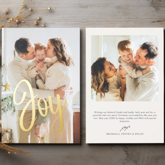 *実在FOIL*金ゴールドクリスマスジョイ2フォトファミリー 箔シーズンカード
