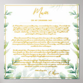 実在Foil Parents of Bride Groom Momパパ 箔ポスター (正面)