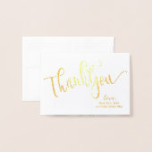 実在Gold Foil THANK YOU Baby Shower Photo Card 箔カード (封筒付き正面)