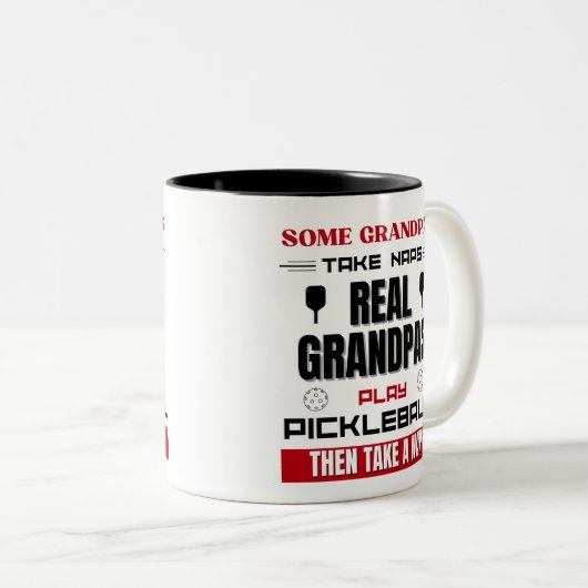 実在Grandpas遊 Pickleballシニアプレおもしろいイヤー ツートーンマグカップ (正面右)